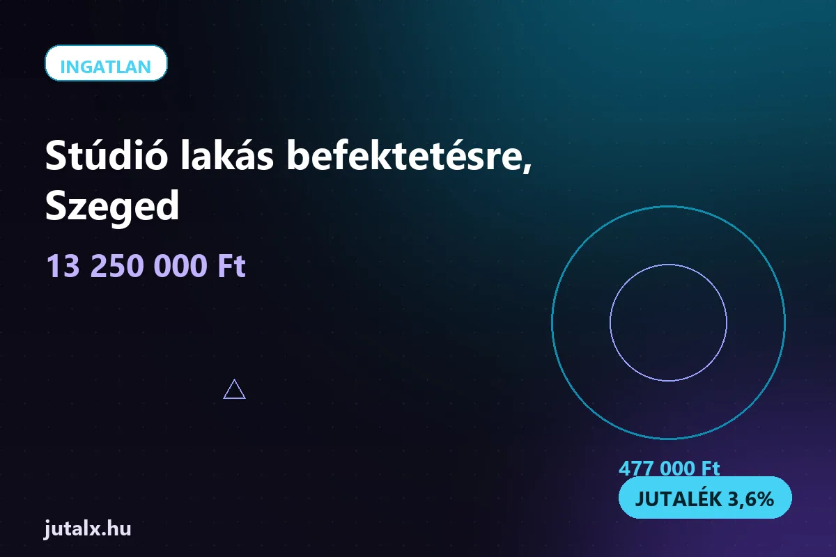 Stúdió lakás befektetésre, Szeged — Ingatlan ajánlat jutalékkal